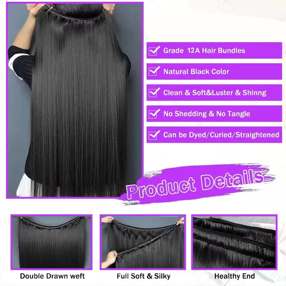 Bone Straight Bundles Human Hair 12A Unprocessed Virgin Raw Hair 1 3 4 Bundles Vietnamese 28 30 Inch Straight Human Hair Bundled Double Weft Hair Extensions