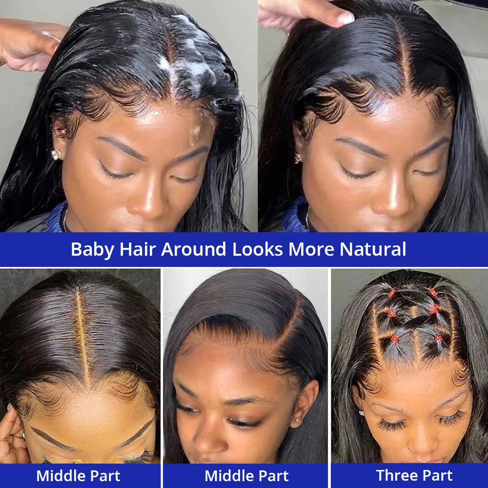 Smooth Silky Long Straight Glueless Full Lace Front Human Hair Wigs For Women Cambodian Raw Virgin 13x4 13x6 Hd Bone Straight Transparent Lace Front Wig Human Hair 40 42 Inch 300 Density Silky Straight HD Lace Frontal Wig Pre