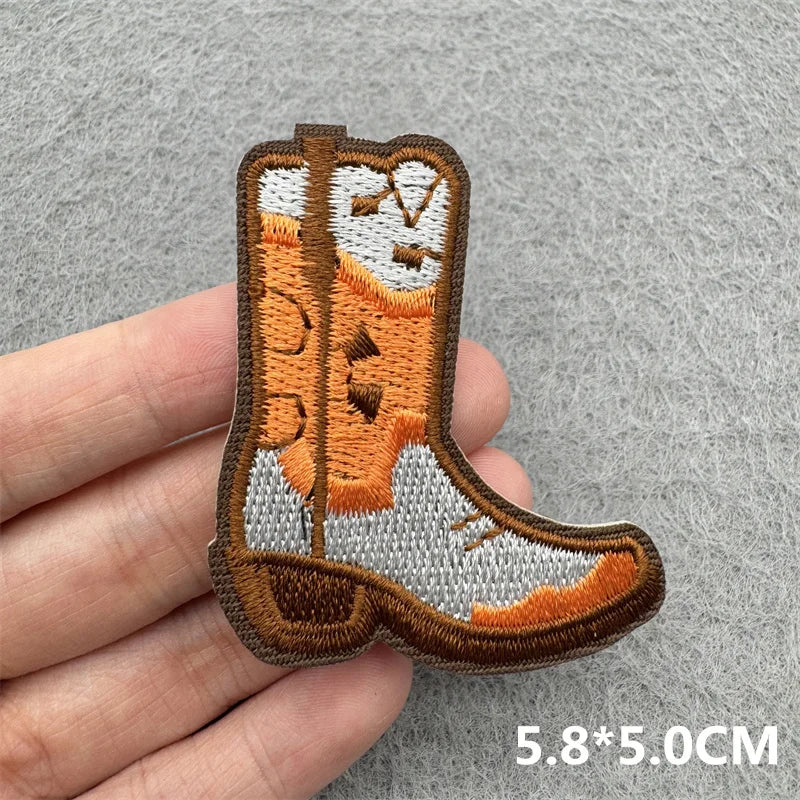 Western Cowboy Embroidered Patches DIY Boots Horse Patch For Clothing Iron On Patches Jackets Backpack Hats Sew Badges Patches