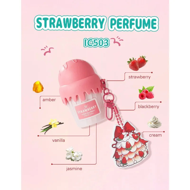 50ml Ice Cream Shaped Women Perfume Long Lasting Gourmand Fragrance Sweet Elegant Body Mist Cute Dessert Inspired Strawberry