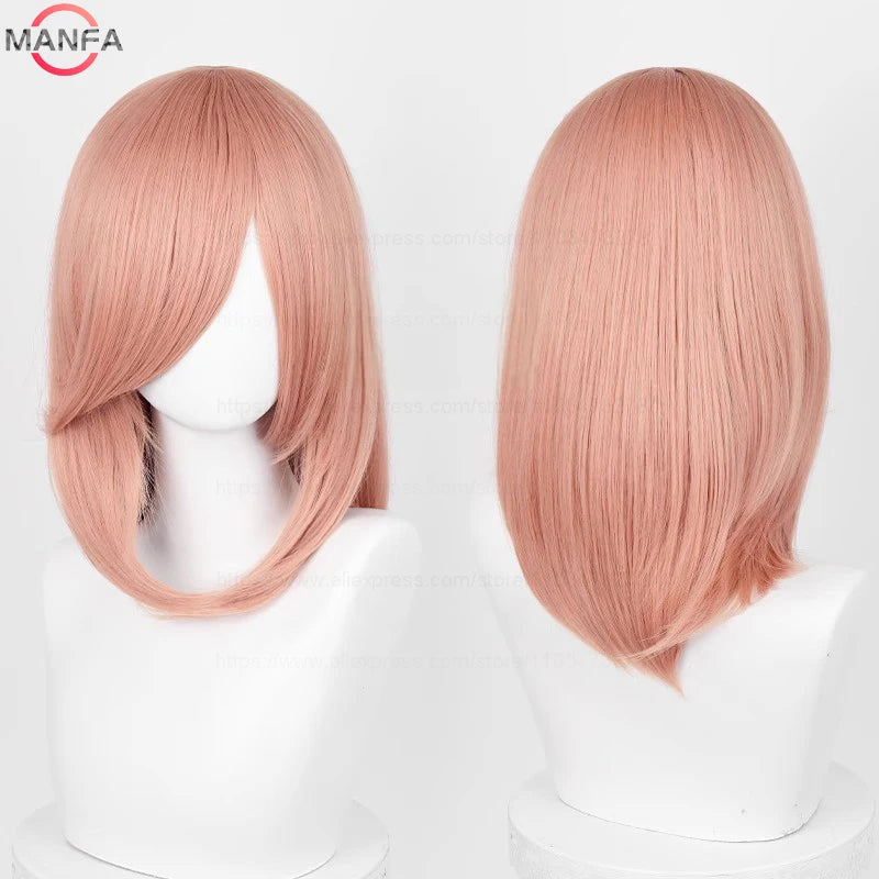 40cm Medium Basic Anime Cosplay Wig Bang Blond  Black White Red Pink Green Brown Gold Blue Heat Resistant Synthetic Hair Wigs