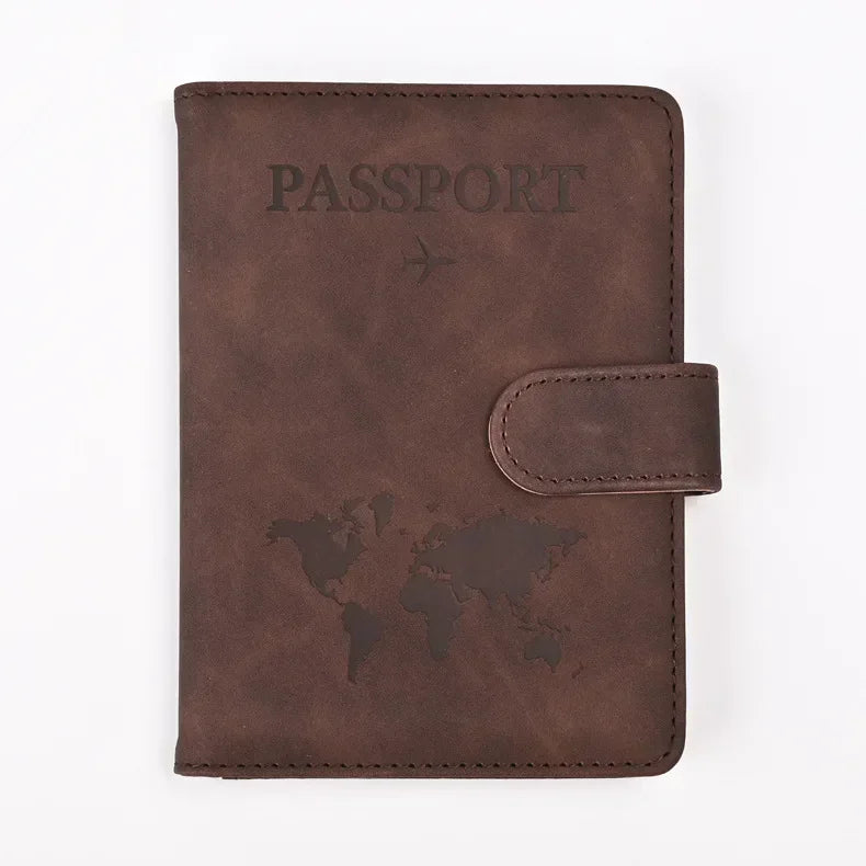Leather Passport Holder Travel Wallet with ID Credit Card Slot PU Leather Passport Covers Case RFID Blocking Passport Protector