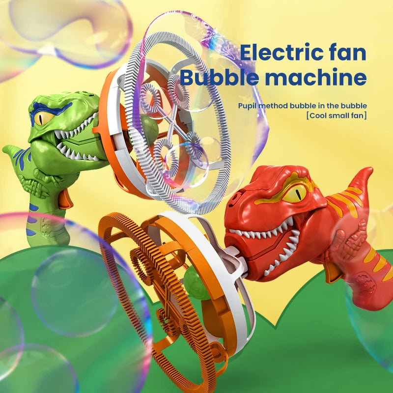 2 In 1 Large Bubbles Dinosaur Soap Bubble Electric Gun Toy Children's Outdoor Party Interactive Games for Kids Boys Girls Kids
