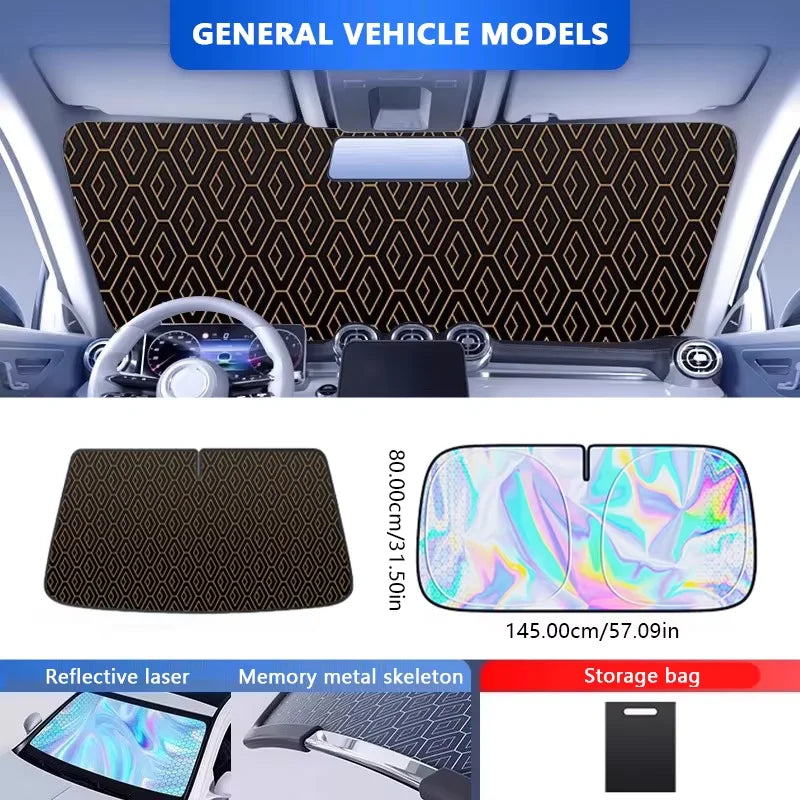 5-Layer Car Windshield Sun Shade Cover Foldable Thicken Front Window UV Refletive Sunshade Curtain Sun Protection Cover