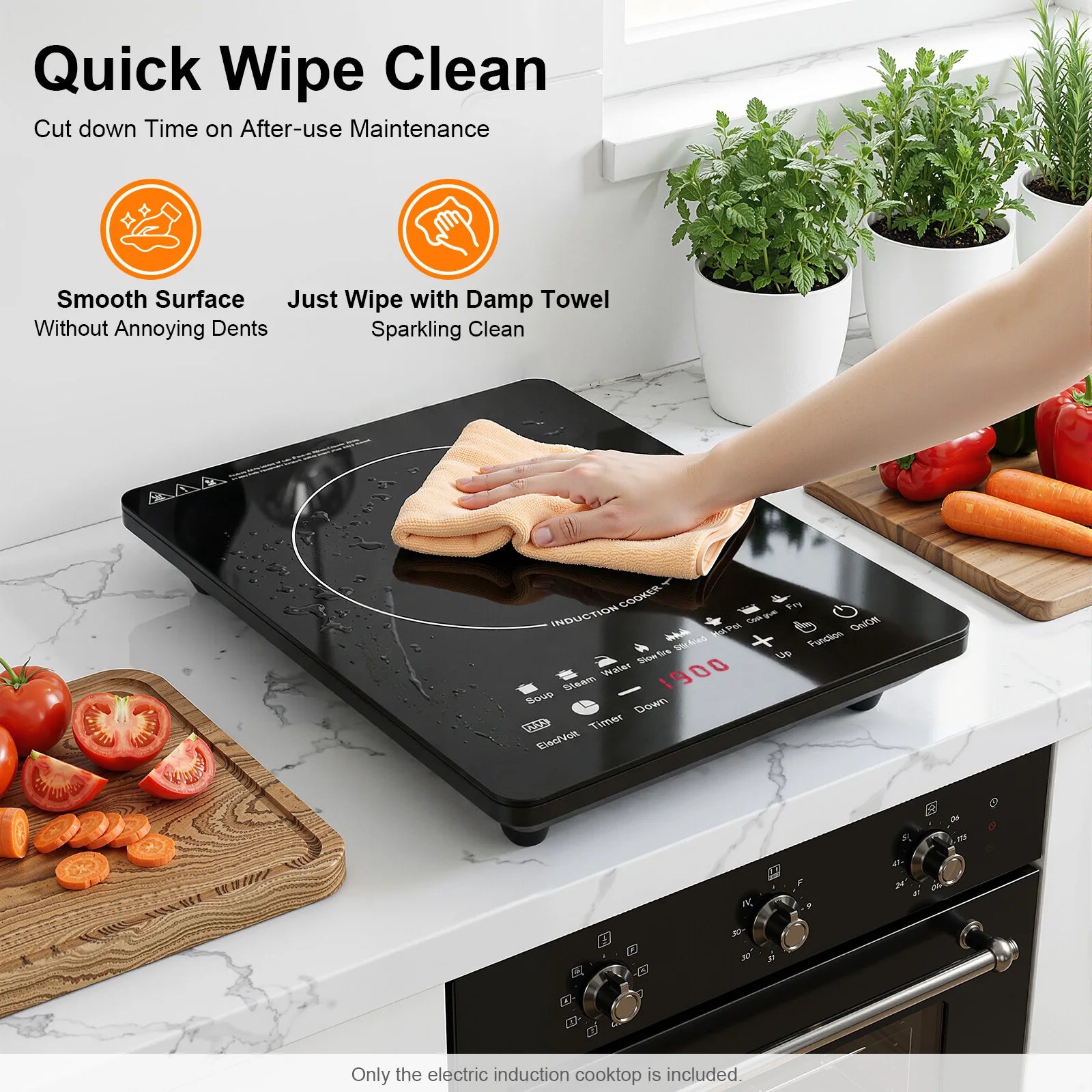 Electric Induction Cooktop, 8 Gears Power Levels Hot Plate, Induction Cooker With Timer, Warm-Keeping, Pre-Setting 750W Portable Electric Stove for Home Kitchens and RVs