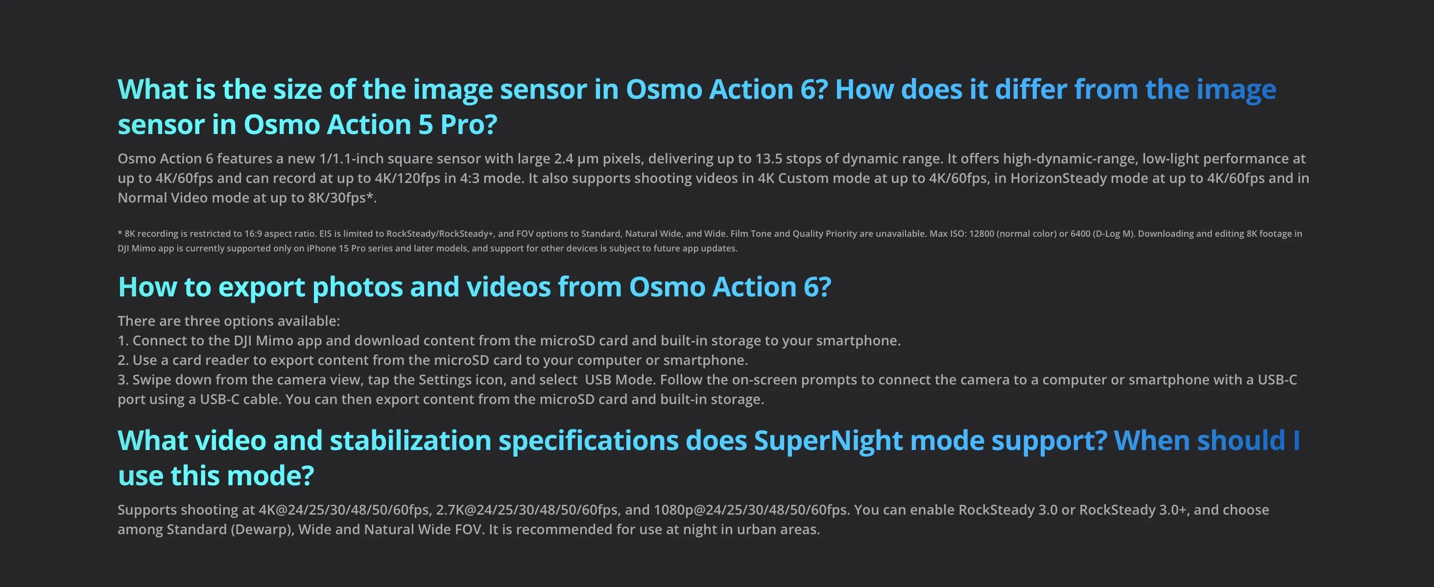DJI Osmo Action 6 Standard Combo All-In-One Flagship Action Camera 8K Waterproof Action Camera with 1/1.1" Square Sensor Variable Aperture of f/2.0–f/4.0 Rocksteady 3.0 Cold-Resistant 4hrs Battery Built-in 50GB Storage Vlog