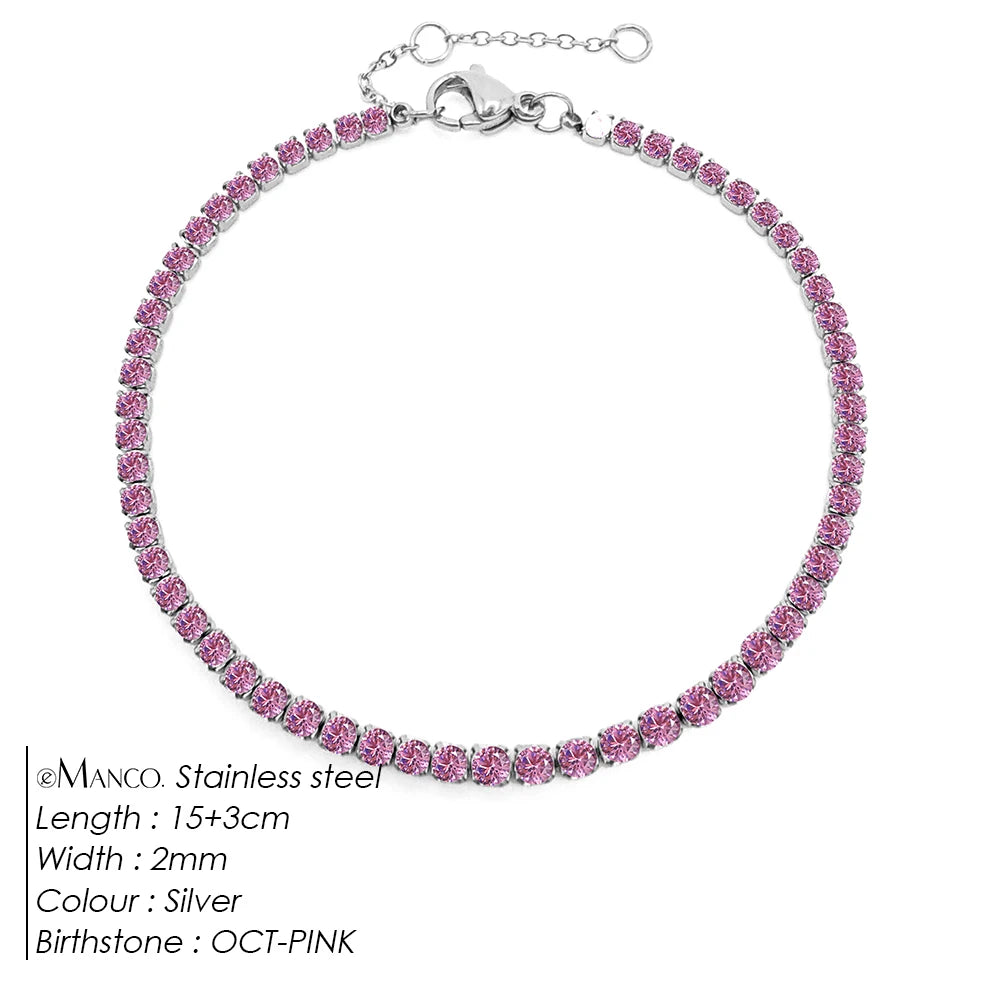 EManco Stainless Steel Women's Zirconia Tennis Bracelet Classic Bridal Accessories Wholesale