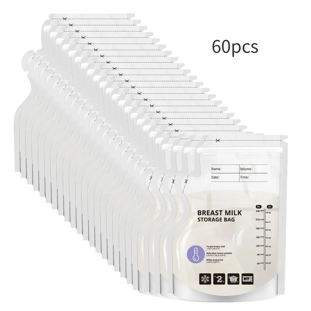 60pcs/30pcs Breast Milk Storage Bags Sterilized Leak Proof Pouches Disposable Breastmilk Storage Freezing Temperature Indicator