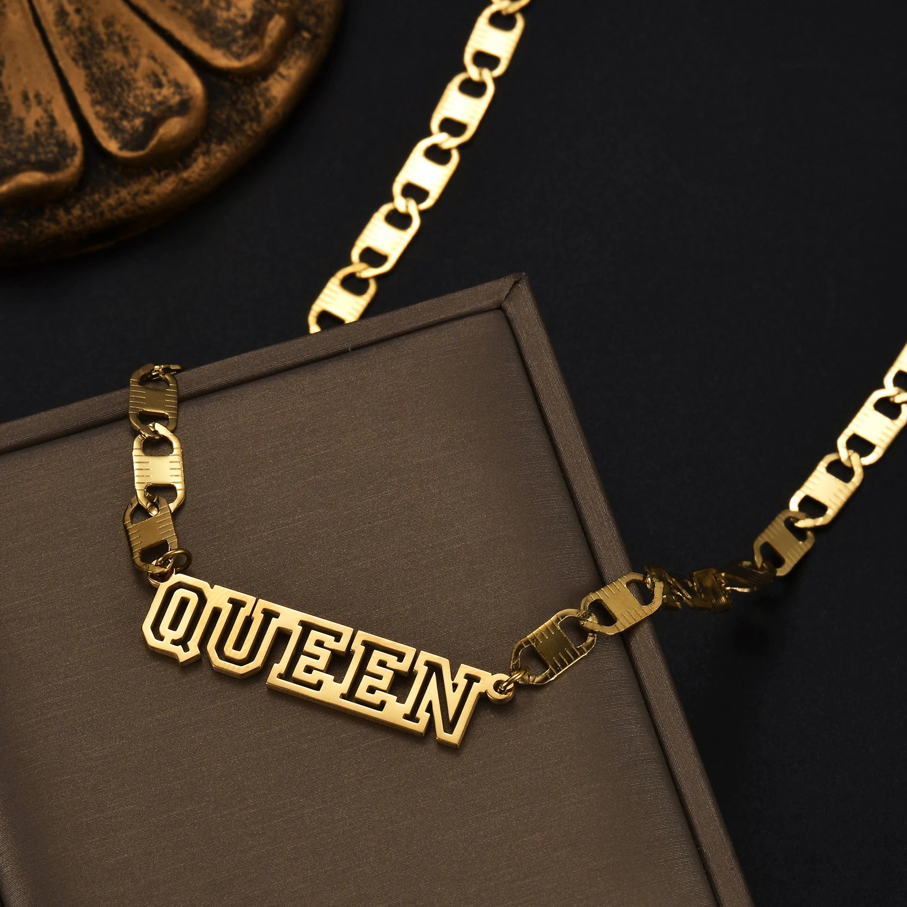 Atoztide Personalized Custom Name Necklaces for Women Stainless Steel Wave Chain Collares Pendant Mother Kids Jewelry Gift