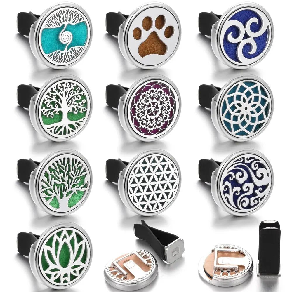 Tree Car Aromatherapy Diffuser Locket Car Clip Perfume Essential Oil Diffuser Car Vent Clip Air Freshener Purifier With Pads