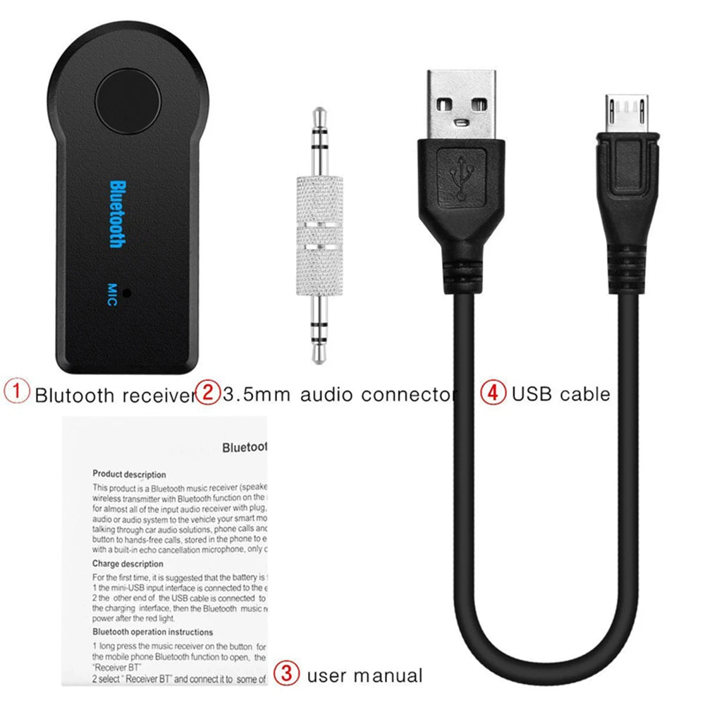 Portable Wireless Bluetooth-compatible Receiver 3.5mm Phone AUX Audio MP3 Car Stereo Music Receiver Adapter