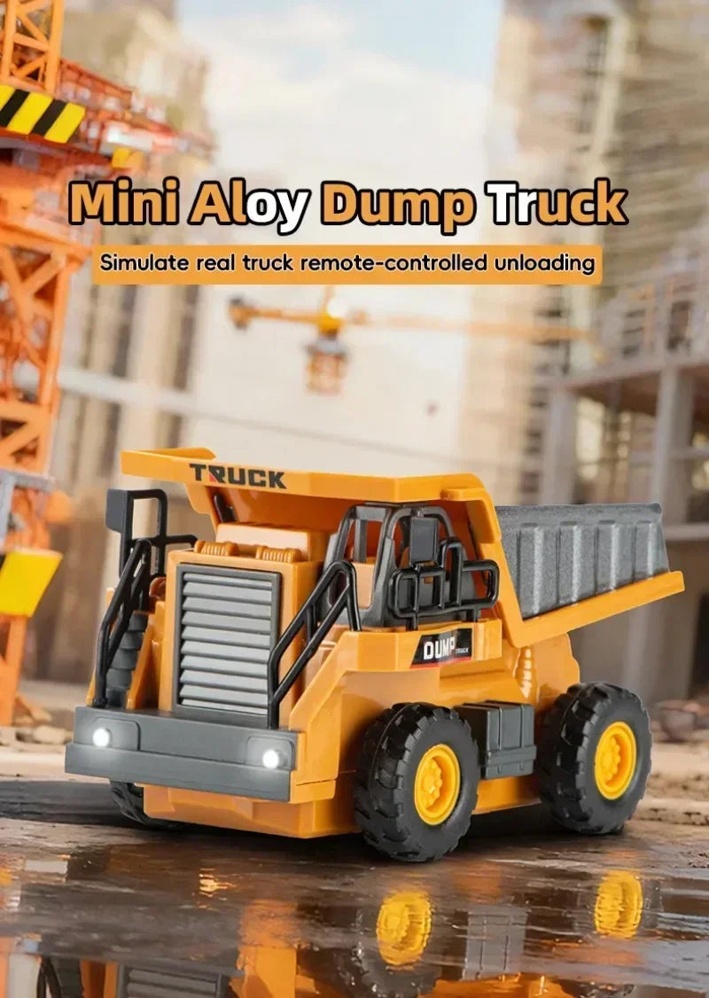 1:64 RC Mini Alloy Car Forklift with Trailer Excavator Desktop Game 2.4G Remote Control Engineering Lift Truck Child's Toy Gifts