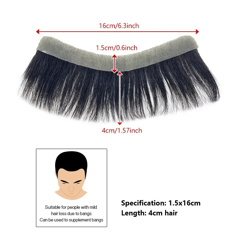 100% Human Hair Men PU V Loop Front Toupee Carefully Prune Natural Hairline Wigs Remy Hair Replacement Straight Hairpiece