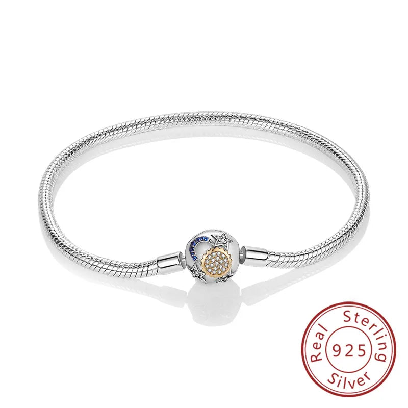 Bracelet Original 925 Sterling Silver Charm Bracelet 17-20CM Love Heart Pave Zirconia Bracelet for Women DIY Charm Jewelry Gifts