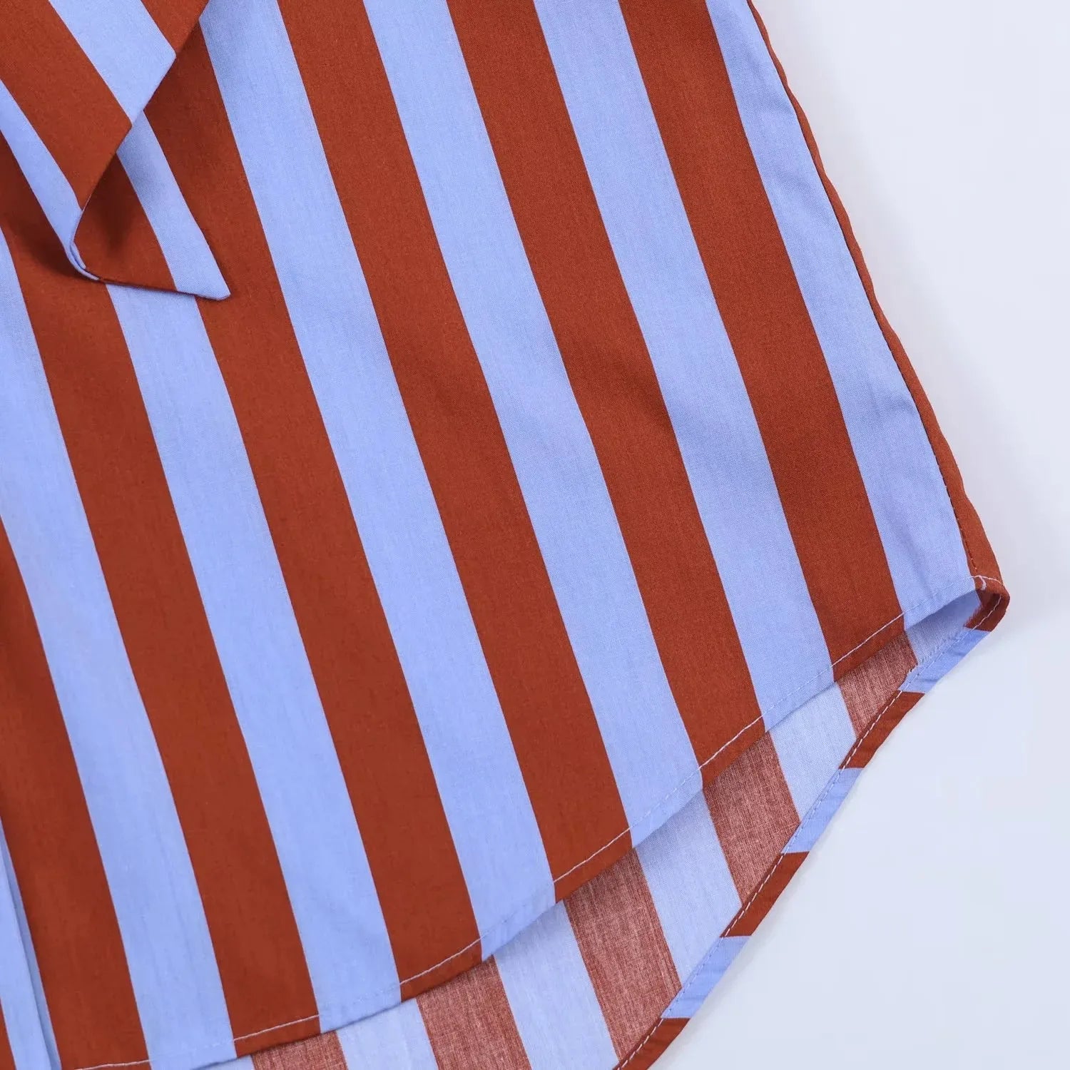 Women New Music Festival Chic Blouse Women's Loose Fit Striped Shirt Bow Single Breasted Simple Casual Female Top