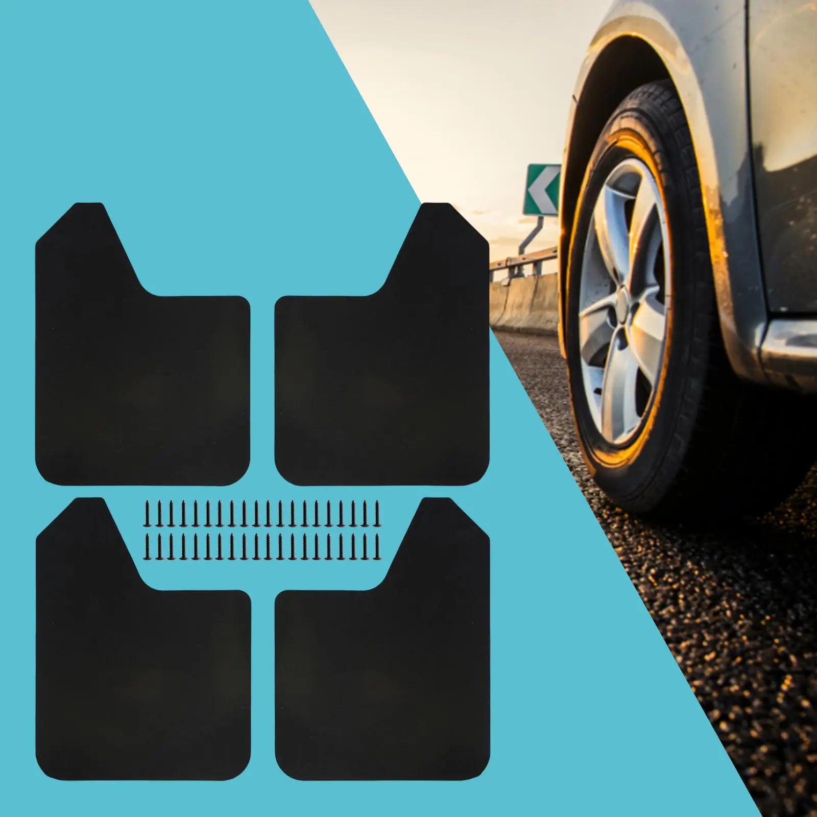 4Pieces Mudflaps Flaps Universal Exterior Parts Black Front and Rear Mudguard Mudflaps for Pickup SUV Car Truck