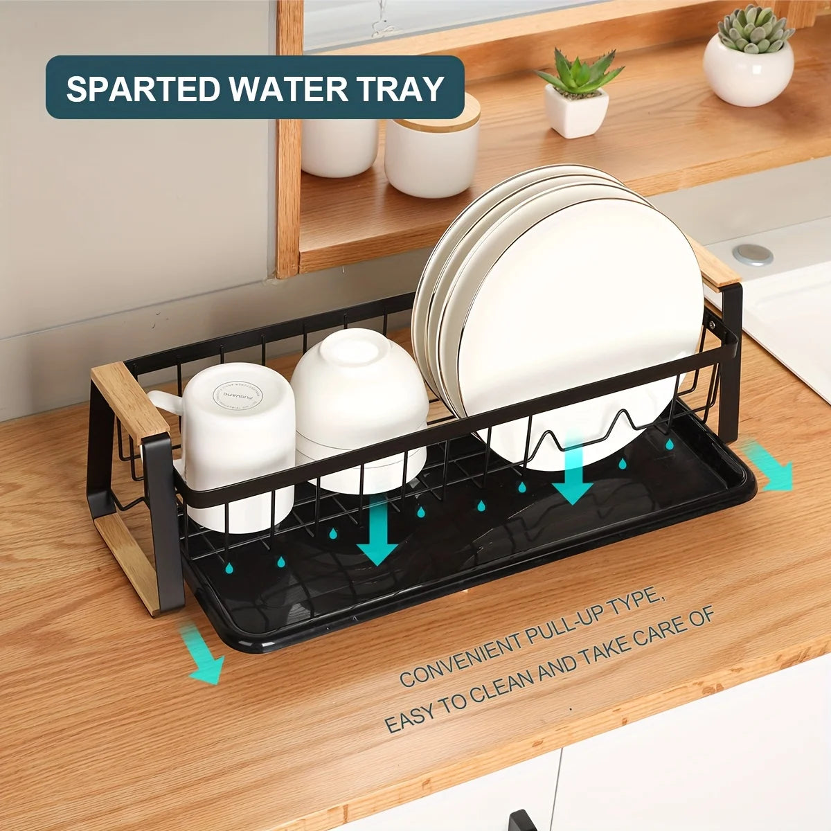 Kitchen Counter Dish Rack, Dish Drainer, Dish Drying Rack with Drainboard And Detachable Utensil Holder, Narrow Design, for Kitc