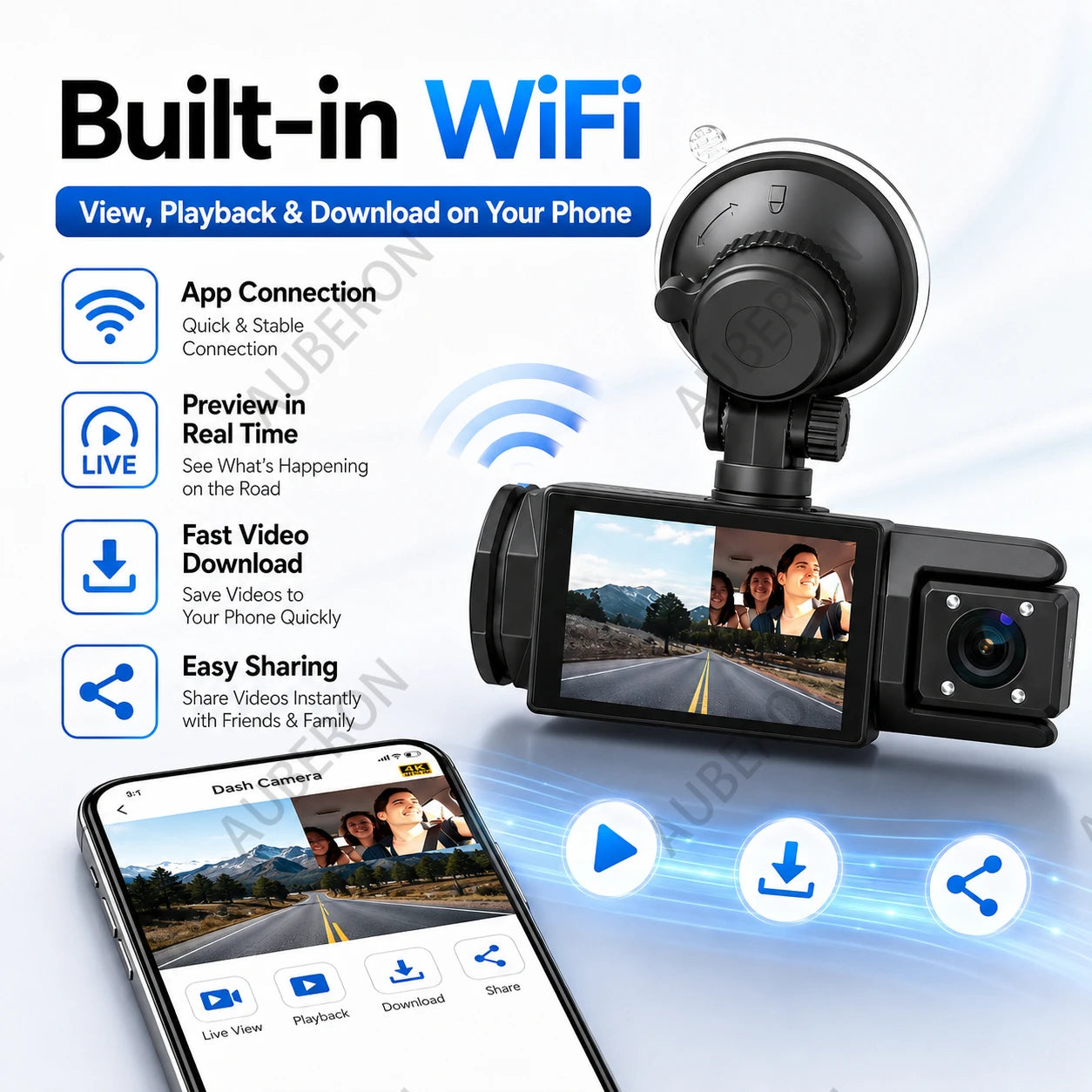 Dash Cam for Car 3 Channel Front Rear Camera 1080P WIFI Video Recorder Dashcam Car DVR Night Vision G-sensor Car Accessories