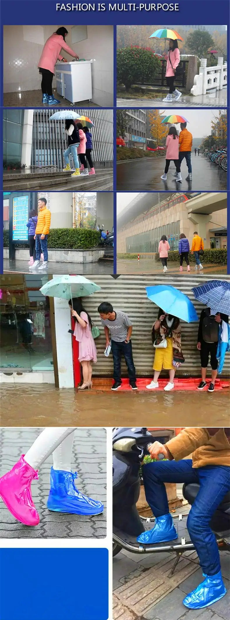 Waterproof Shoe Cover Men Women Silicone Shoes Protectors Rain Boots for Indoor Outdoor Rainy Reusable outdoor shoe Cover 1Pair