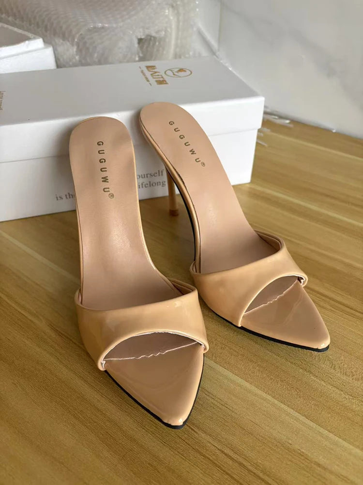 Nightclub Fashion Thin High Heel Summer Women Slippers Fashion Peep Toe Dress Slides Ladies Sexy Stripper Party Sandals