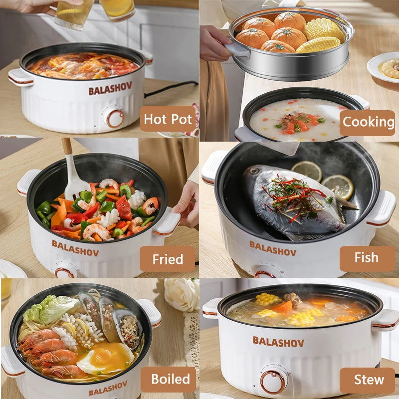1.5L/3L Portable Electric Rice Cooker Multifunctional Double Layer Pan Non-stick Cookware for Kitchen and Home Appliance