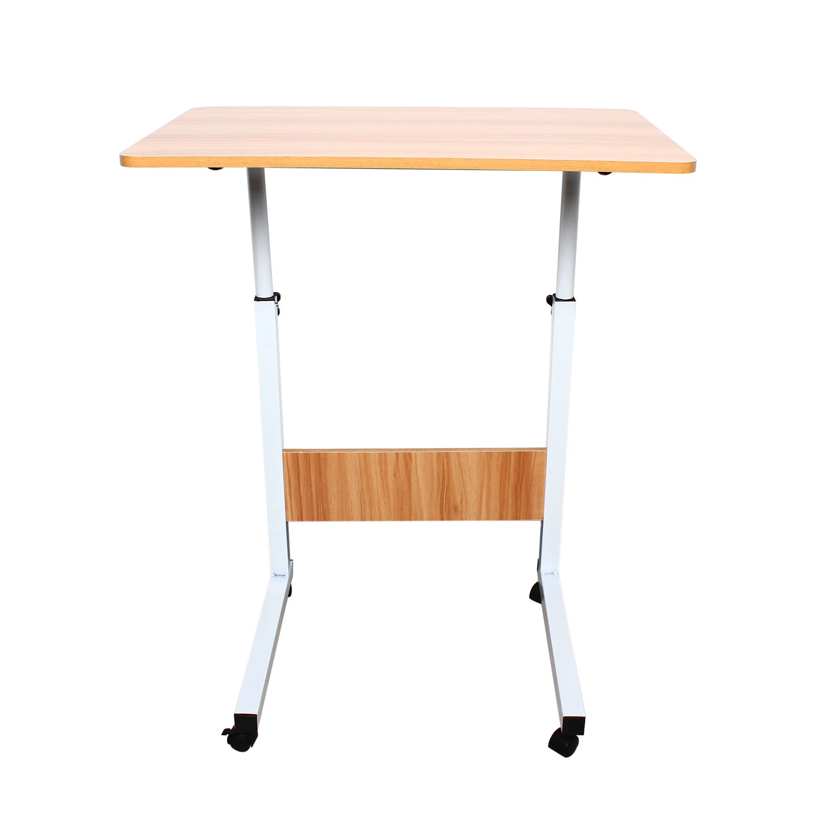 Mobile Laptop Desk 60*40cm Mdf Adjustable Bedside Desk Height Rolling Computer Table with Lockable Wheel for Home Bedroom Dormitory