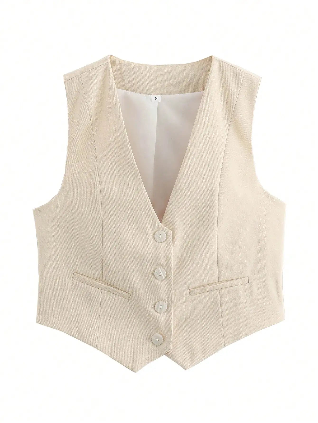 HH Women Fashion Solid Suit Vest Sleeveless Cropped Waistcoat Tops Vests Spring Summer Casual Office Lady Chic Tops