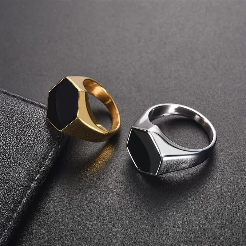 Jiayiqi Men'S Ring Punk Rock 316L Stainless Steel Signet Ring For Men Hip Hop Party Jewelry Male Wedding Gift Custom accept