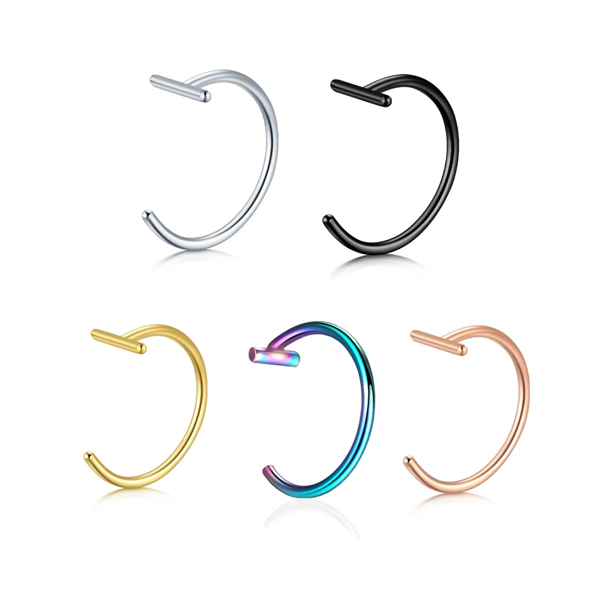 18G Clip-On Fake Lip Ring Stainless Steel Hypoallergenic Punk Non Piercing Lip Hoop 18K Gold Plated Cartilage Conch Cuff Earring