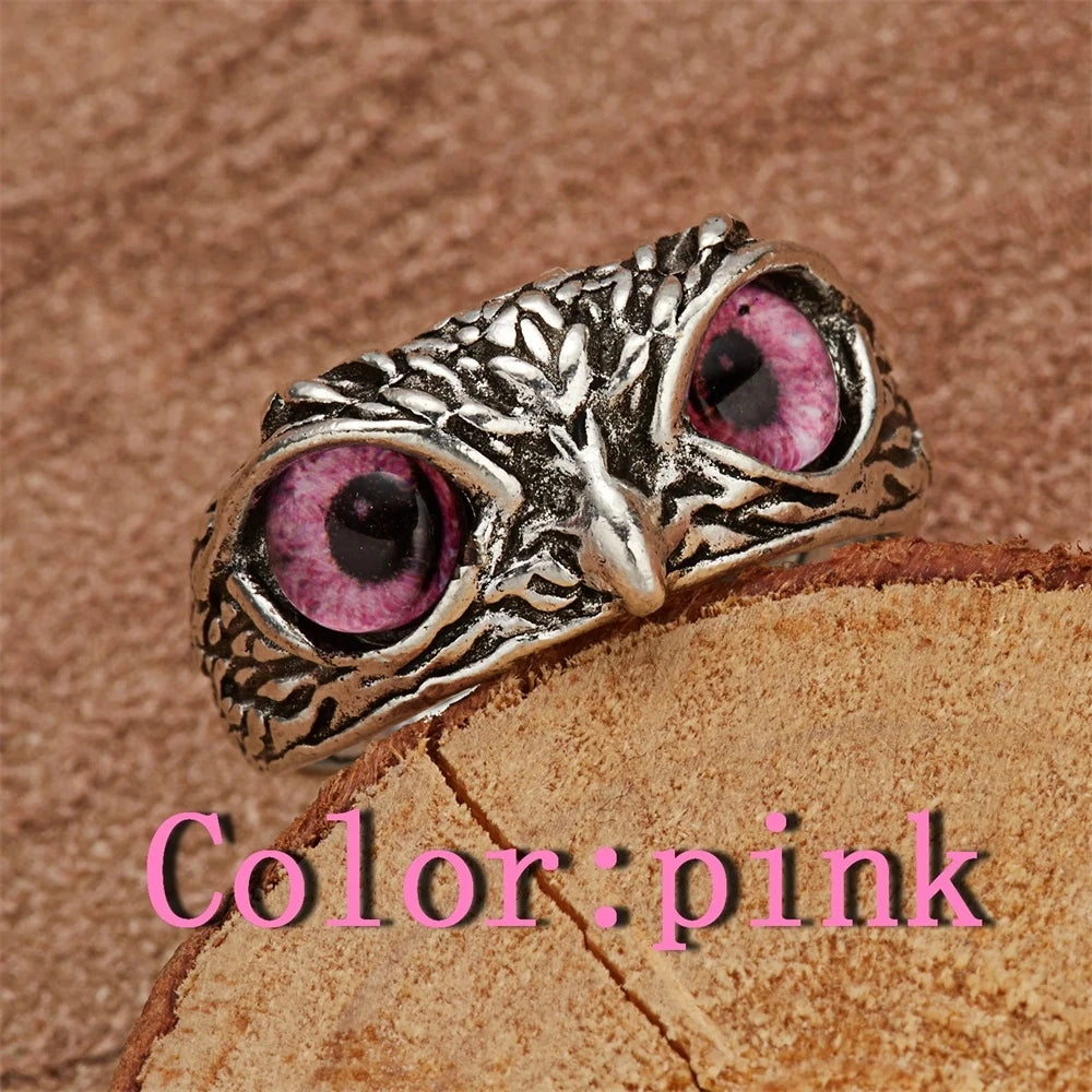 Rare Vintage Owl Carved Tibet Silver Ring for Men Cute Animals Youth Gothic Adjustable Fashion Women Jewelry Accessories Gifts