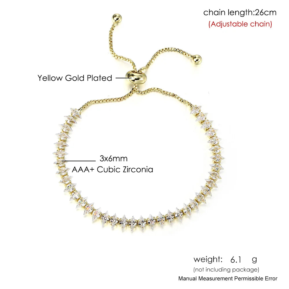 Luxury Dainty Tennis Bracelet for Women Silver Color Sparkling Cubic Zircon Stackable Chain Crystal Banquet Wedding Jewelry H085