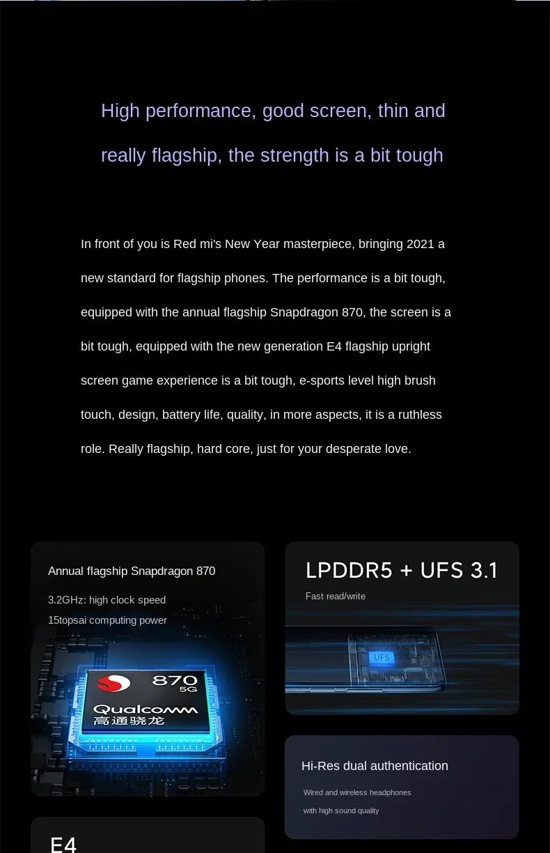 Global firmware Xiaomi Redmi K40 Pro Smartphone Hyper OS 1.0 cecular Snapdragon 888 6.67 inch phone used phones no charger