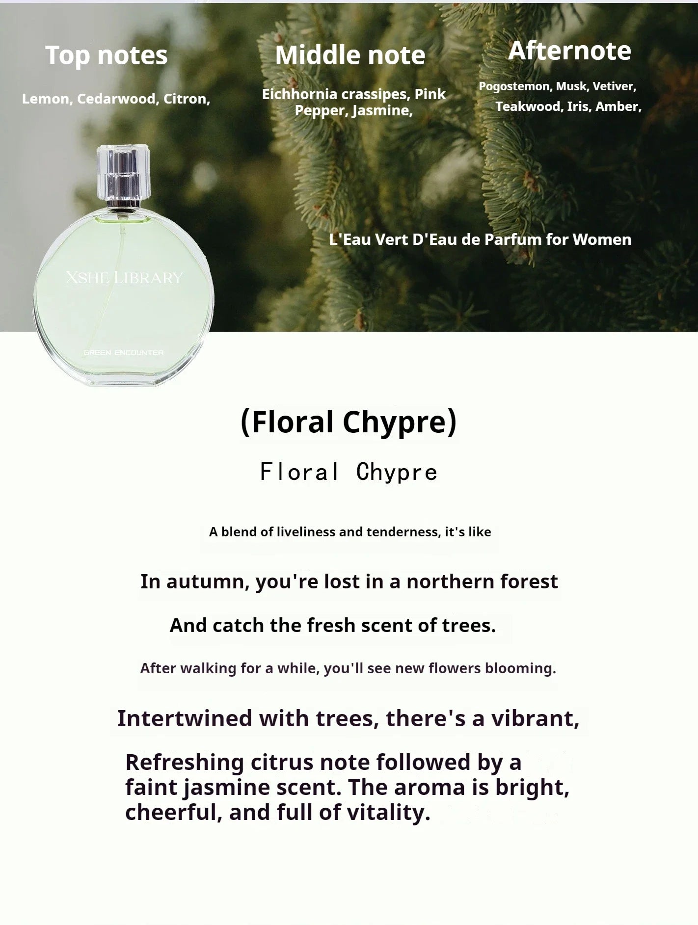 100ml Green Encounter Long-Lasting Floral-Fruity Fragrance: A High-End Inspired Perfume for Women pink rose Jasmine Osmanthus