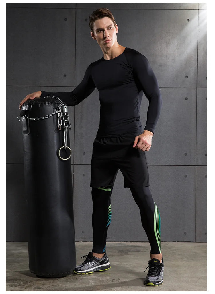 Compression Running Top Men Long Sleeve Shirt For Male Gym Clothing Quick Dry Sportswear Fitness Tee Training Workout Muscle Top