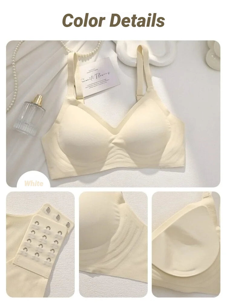 Small Breast Seamless Bra Women'S Push-Up Comfortable Non-Underwire Soft Support Closed Underwear For Women With Breasts No Rims