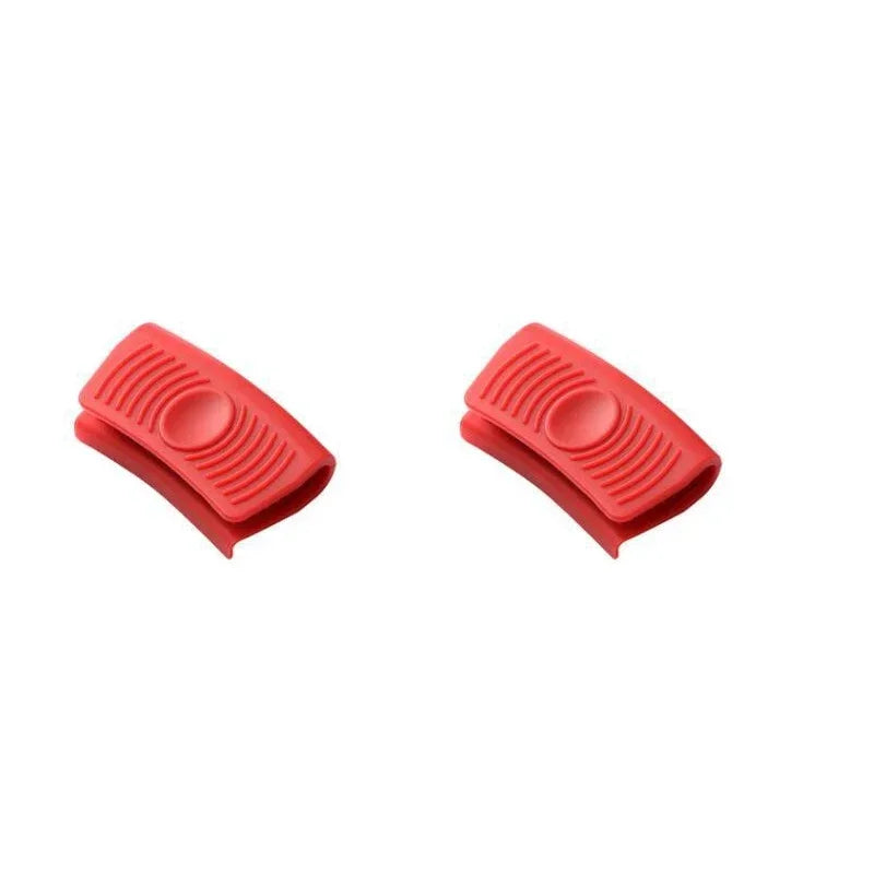 2pcs Silicone Anti-Scald Pot Handle Grip Cover Anti-slip Heat Resistant Pot Clip Holder Sleeve for Frying Cast Iron Skillet Pan