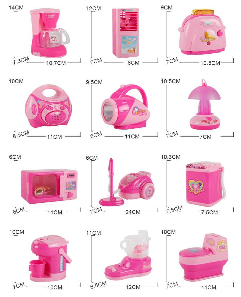 Kids Kitchen Play Simulation Home Appliances Toys Pretend Play Refrigerator Microwave Coffee Maker Kettle Hair Dryer for Childs