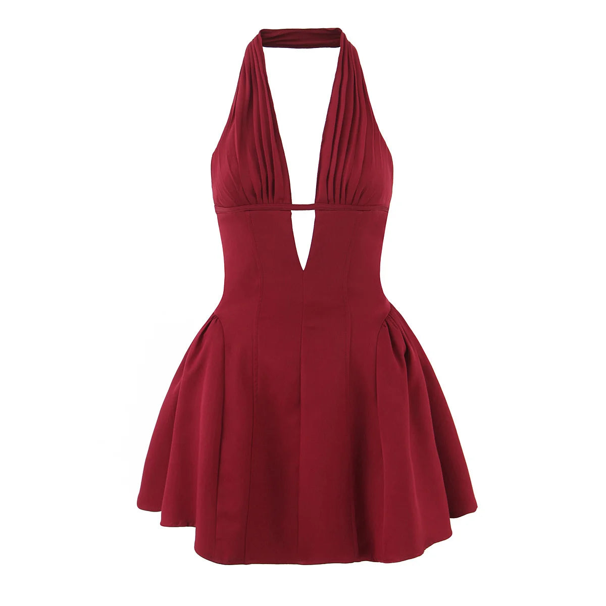 YENKYE French Style Retro Polka Dot Deep V Halter Dress Women Sexy Backless A-line Slim Sweet Elegant Mini Dresses Summer Robe
