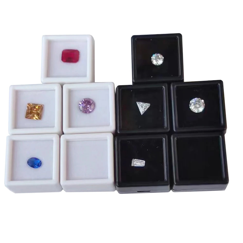 10Pcs Diamond Jewelry Organizer Gems Packaging Box DIY Disamond Ring Jewllery Storage Case 3CM Gemstone Zirconia Gift Box