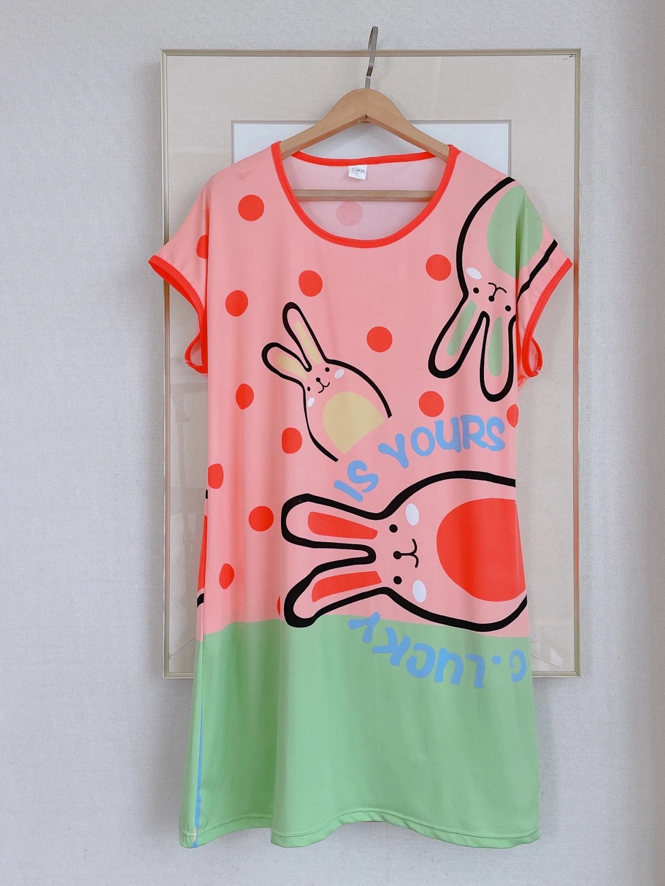 1PC, Summer And Autumn Cool Cute Girls Cartoon Nightdress, Comfortable Short-sleeved Dress, Women's Home Wear, Polyester Pajama