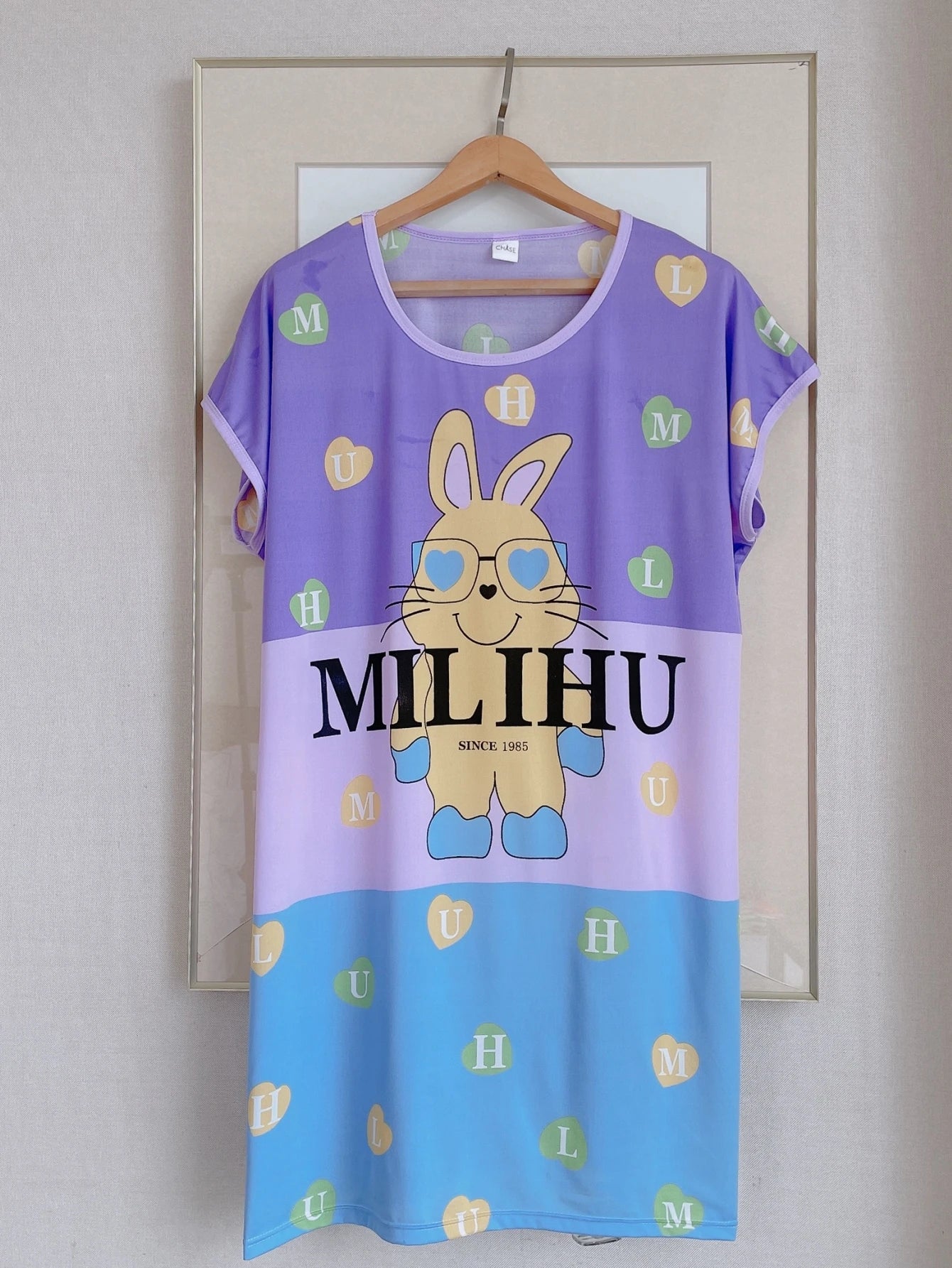 1PC, Summer And Autumn Cool Cute Girls Cartoon Nightdress, Comfortable Short-sleeved Dress, Women's Home Wear, Polyester Pajama