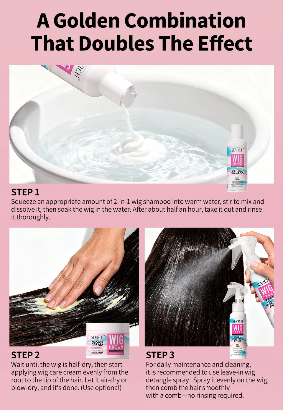 Wig Spray 100ml Moisturizer Care Spray for Wig Keratin Soft Smooth Frizz Damaged Repair Hair Mask Leave-in Conditioner Hair Care