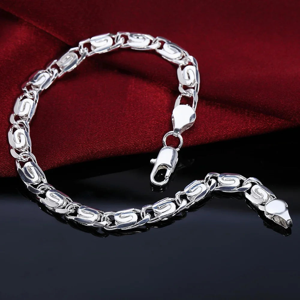 Fine Noble 925 Sterling Silver Solid Chain Bracelet For Women Men Charm Party Gift Wedding party Fashion Jewelry