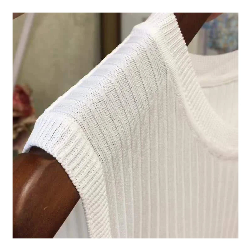 2026 Summer New Fashion Knitted Vests O-neck Sleeveless Casual Thin Tops Sleeveless Blouse Women Shirt