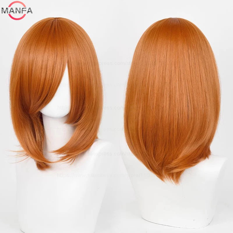 40cm Medium Basic Anime Cosplay Wig Bang Blond  Black White Red Pink Green Brown Gold Blue Heat Resistant Synthetic Hair Wigs