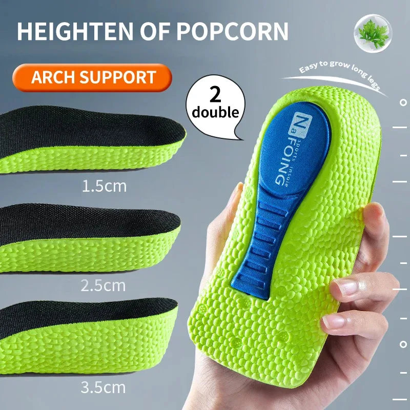 Memory Foam Height Increase Insoles for Men Women Orthopedic Arch Support Flat Feet Heel Lift Shoe Inserts Comfort Foot Care Pad