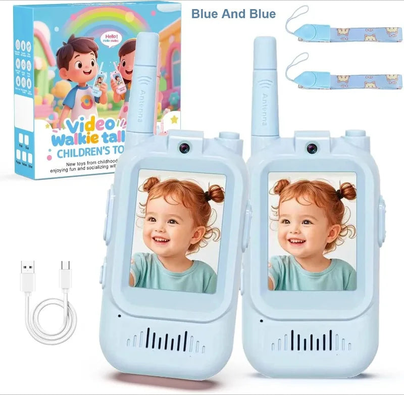 2PCS Kids Video Walkie Talkies USB Charging Indoor and Outdoor High Definition Intercom Children's Toys Birthday Gifts Ages 3-12