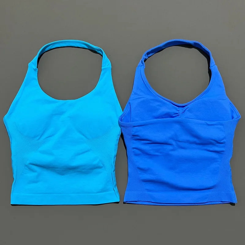 Women Sports Yoga Vest Running Gym Top Fitness Quick-Dry Workout Vest High Elastic Yoga Tank Top Gym Seamless Workout Sports Bra
