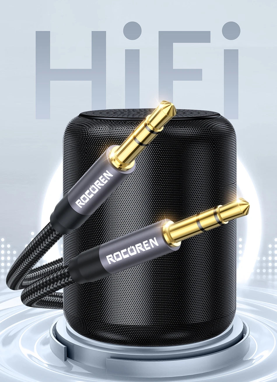 Rocoren Audio Cable 3.5 mm Jack Male to Male Aux Cable For Phone Headphone Car MP3 Speaker Computer 3.5mm Jack Aux Wire Cord 5M