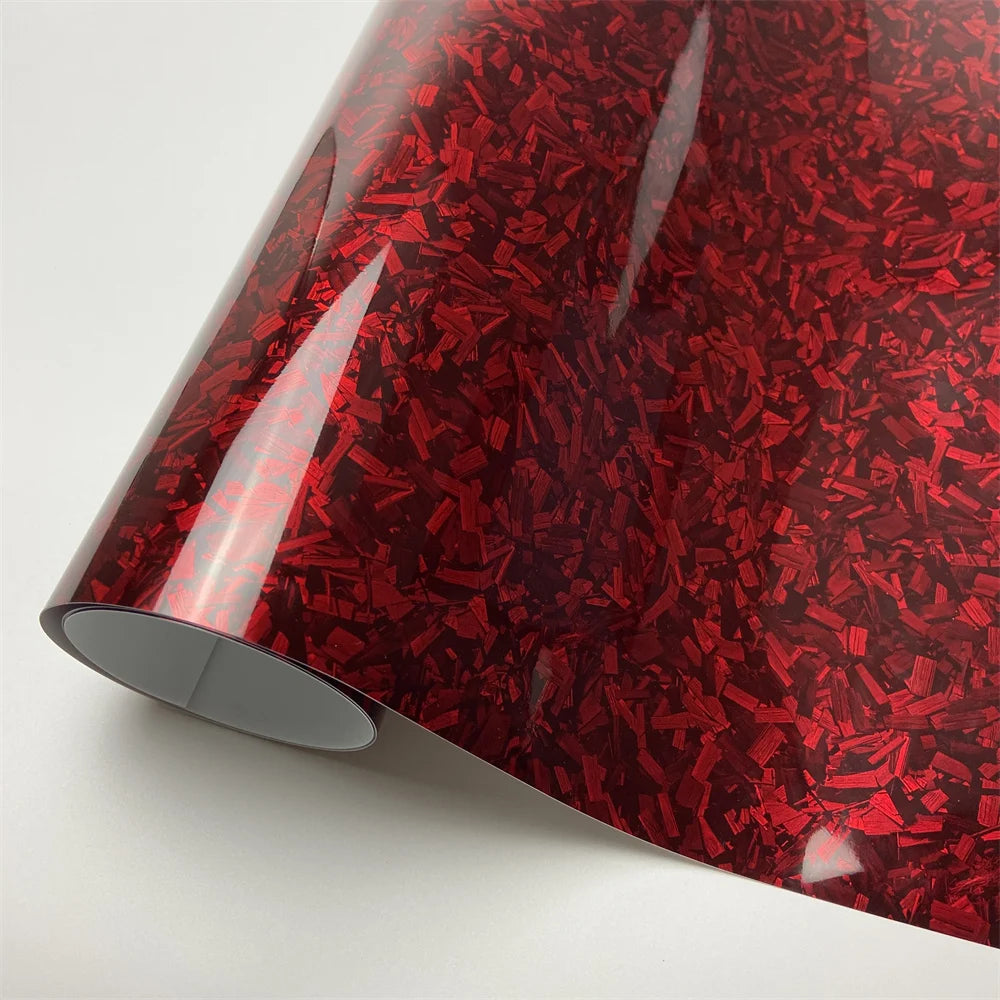 Glossy Laser Forged Carbon Fiber Vinyl Wrap Self-Adhesive Car Sticker Waterproof for Automotive Styling Interior Decoration Film